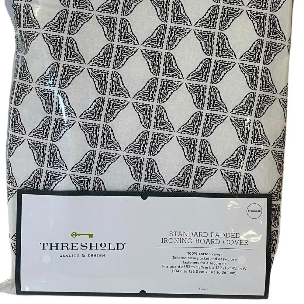Ironing Board Cover Padded Black White Cotton Iron Cloth Standard Threshold New